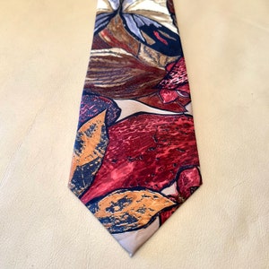 Abstract Wide Tie, Fall Colors, Vintage Multicolor Jazzy Necktie, Hardy Amies London, Gift for Him