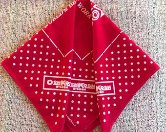 OshKosh B’Gosh Bandana, Vintage Red Bandana Neckerchief, Handkerchief, Made in USA