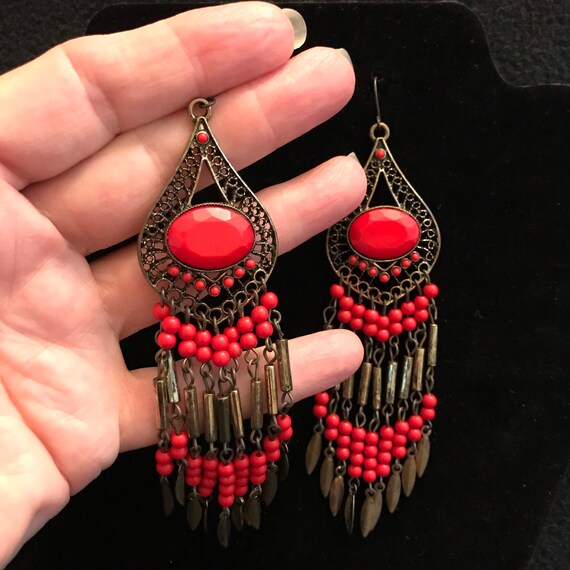 Boho Dangle Drop Earrings, Native American-inspir… - image 2