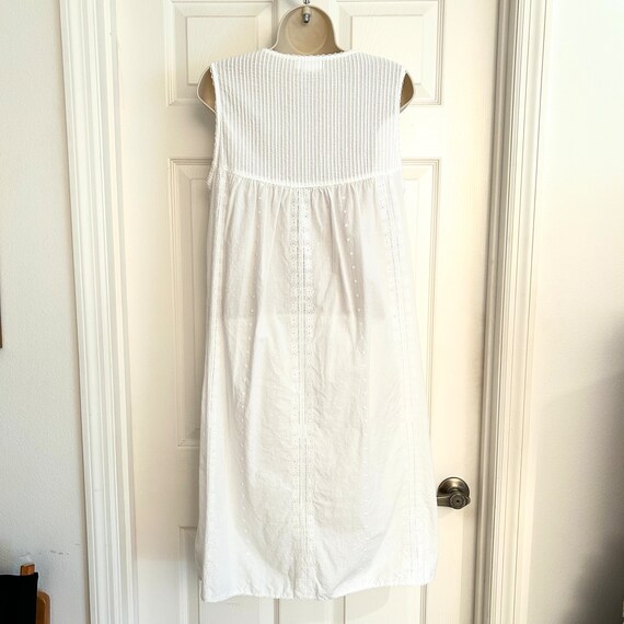 White Cotton Nightie, Vintage Sweet Sleeveless Li… - image 4