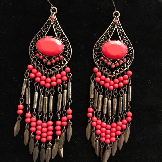 Boho Dangle Drop Earrings, Native American-inspir… - image 4