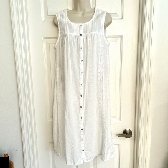 White Cotton Nightie, Vintage Sweet Sleeveless Li… - image 2