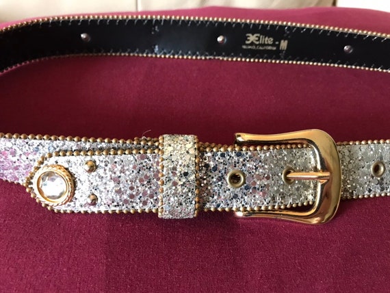 1980s ELITE Sparkle Belt With Acrylic Crystal Gemstone  display picture 3