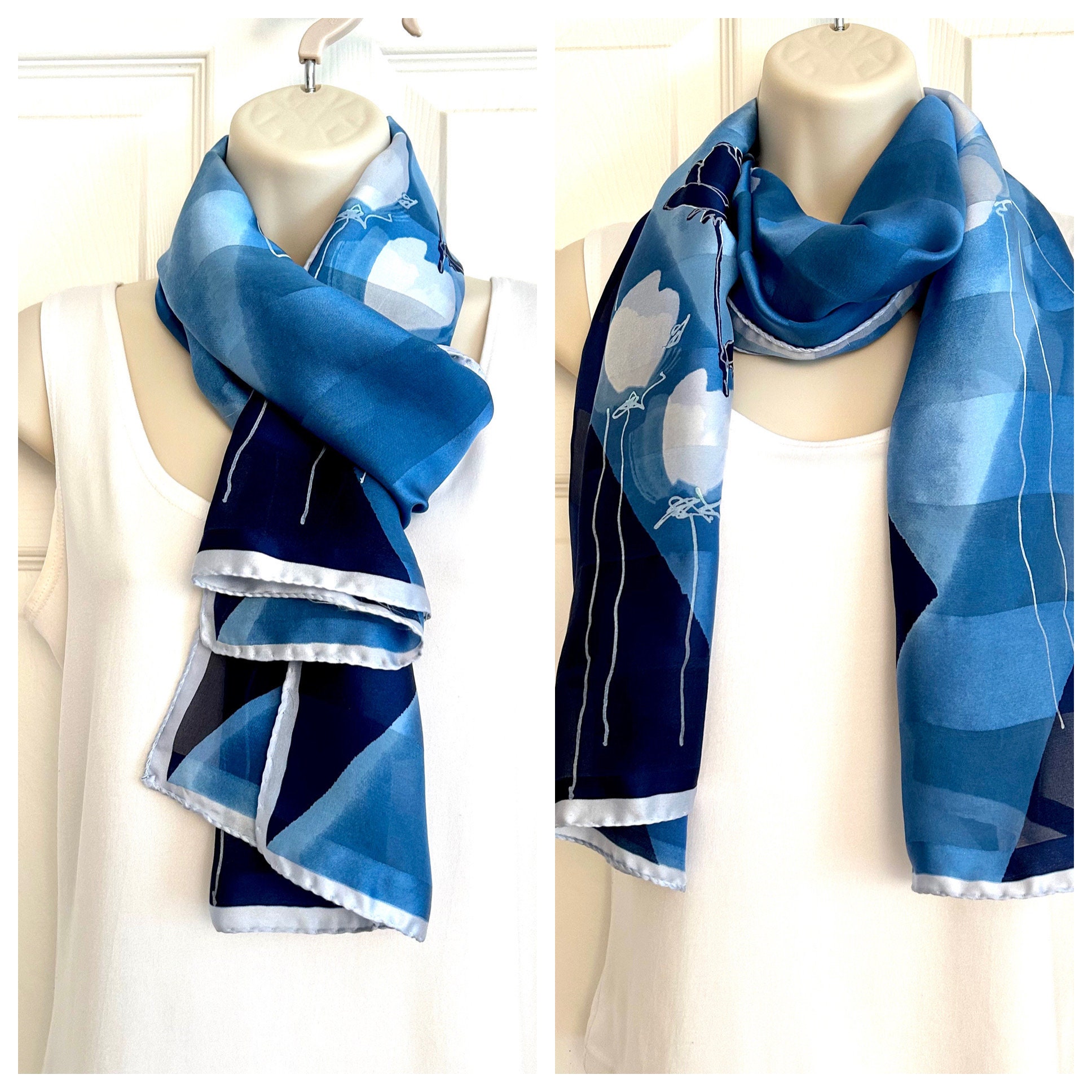 TIE RACK Art of Silk - Made in Japan Semi Transparent Blue