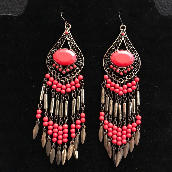 Boho Dangle Drop Earrings, Native American-inspir… - image 1