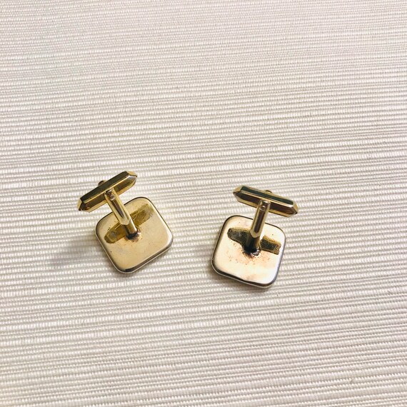 Midcentury Square Cuff Links, Mother of Pearl, Go… - image 3