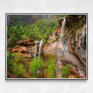 Waterfall Canvas Print | Emerald Pools Trail at Zion National Park | Waterfall Art | Zion Art Print | Nature Photography Canvas