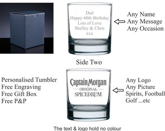 Personalised captain Morgan rum glass gift box Personalised glass Christmas birthday gift custom rum glass,