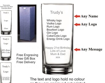 Personalised Gin Highball Glass – Perfect Birthday Gift For 18th 21st 30th 40th 50th 60th 70th