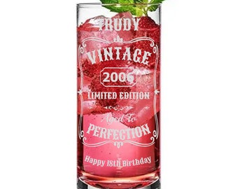 Personalised Vodka Hiball Glass, Birthday Gift 18th 21st 30th 40th 50th 60th 70th Mothers day, Fathers day, Valentines Day, Secret Santa,