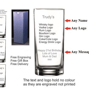Personalised Highball Rum Glass, Birthday Gift 18th 19th 20th 21st 22nd 23rd 24th 25th 26th 27th 28th Gin Vodka Whisky Rum Bourbon
