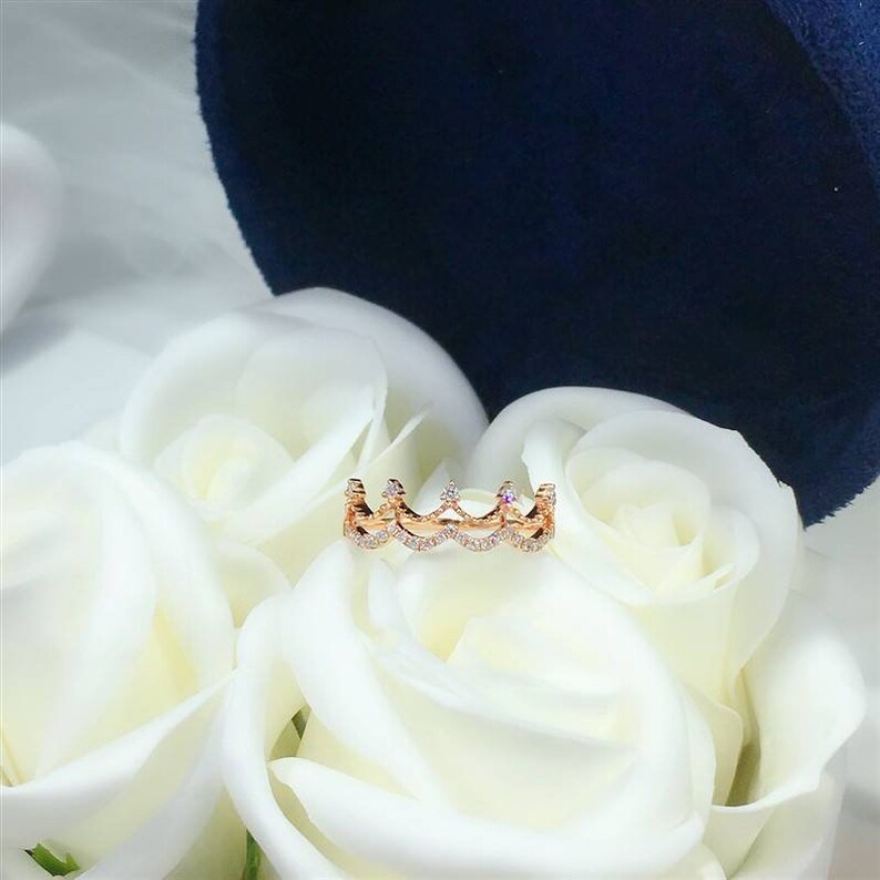 Wedding Ring Gold Engagement Ring Bridal Ring 18K Gold Crown Diamond Ring Natural Diamond Solid Gold Crown Promise Ring Gift