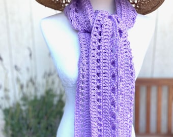 Lavender Lacy Scarf, Spring, Pastel, Easter, Crochet, Knit