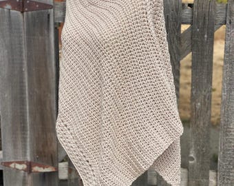 Oatmeal/Linen Poncho, Crochet, Knit
