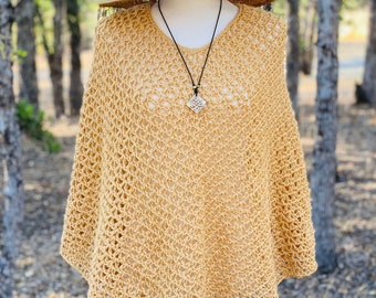 Yellow Poncho, crochet