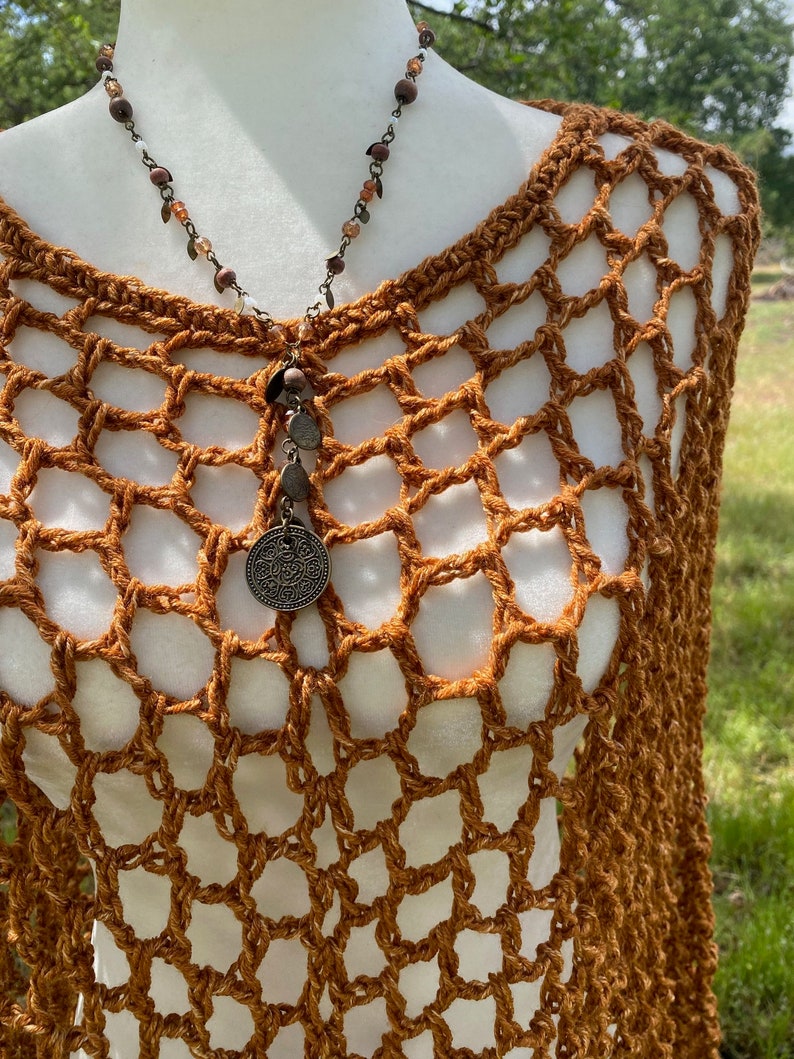 Hippie Boho Poncho, Crochet, Mesh - Etsy