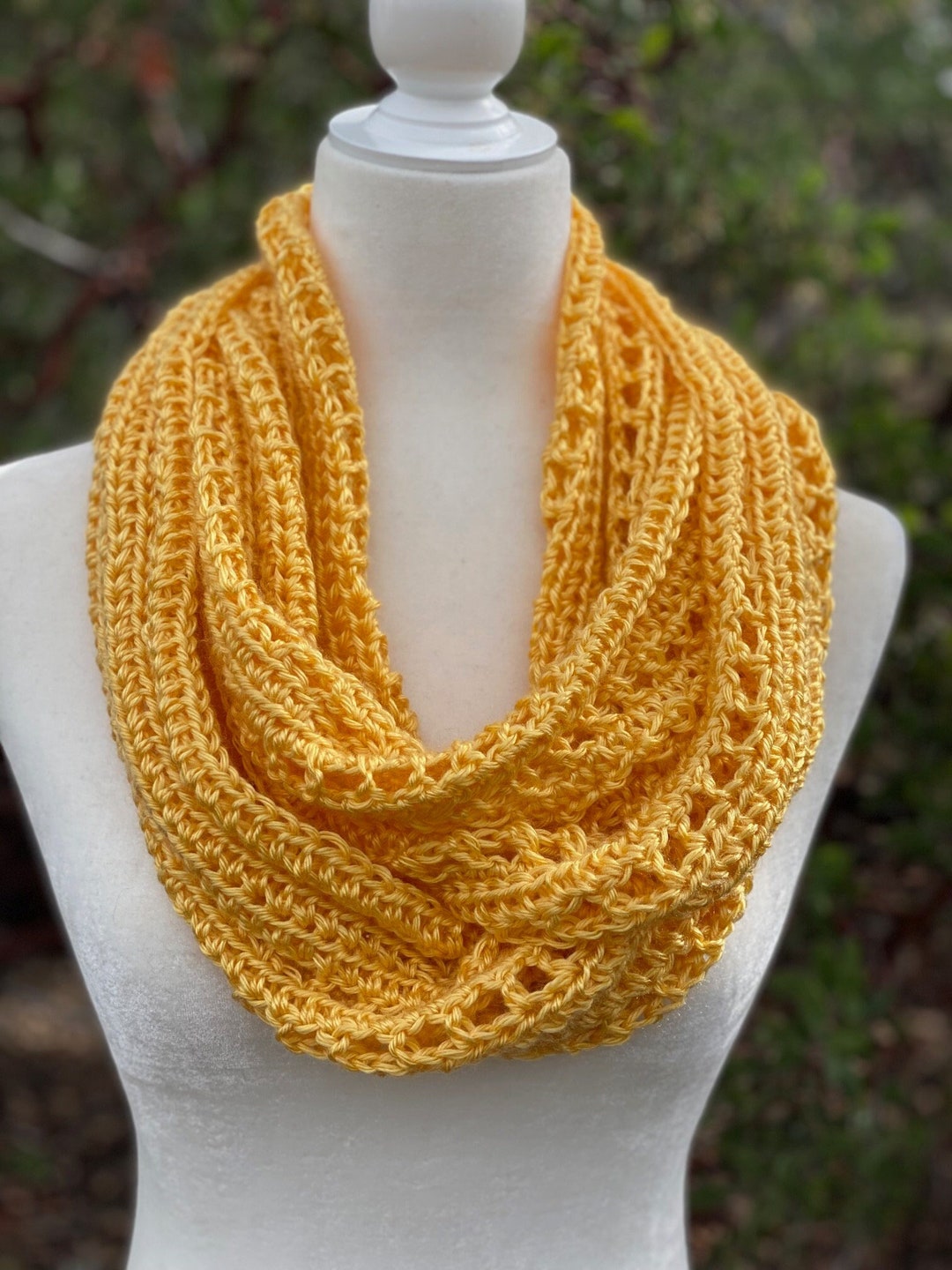 Yellow Infinity Scarf, Crochet, Knit - Etsy