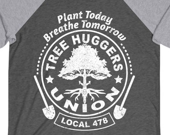 Tree Huggers Team 3/4 T-Shirt, Tree Huggers Union Team Jersey, Nature, Environment