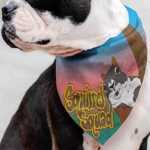 Squirrel Chase Squad Pet Bandana, Cool Dog, Pet Gift, Pet Fashion, Handkerchief