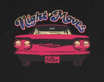 Night Moves  Premium T-Shirt, Classic Rocker, 60s Chevy Car, Working, Back Seat, Summertime, 70s Music, Lightning, Teenage First Love