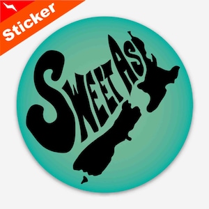 Sweet As - Premium sticker, magneet | Nieuw-Zeeland, Kiwi, Taal, Eilandsilhouet, Maori, Reisvakantie, Lokaal cadeau