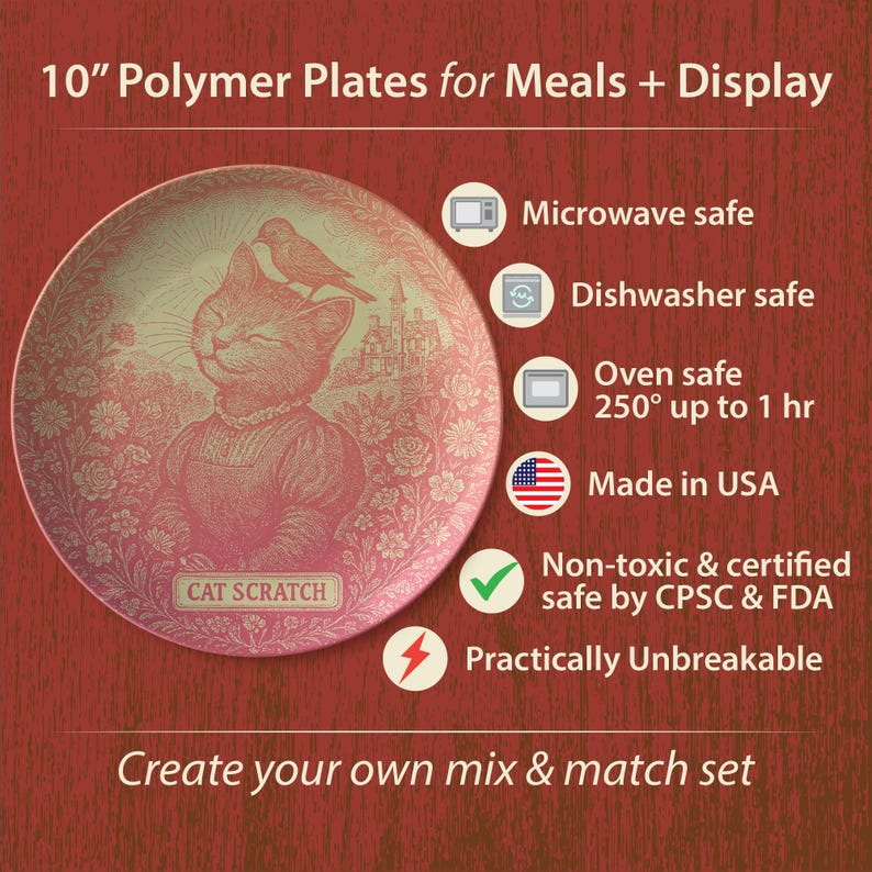 Sunshine Garden Polymer Plate, Inner Purr Flowers, Cozy Comfort Cottagecore Kitchen Decor, Friendship Gift image 6
