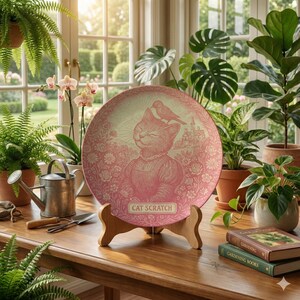 Sunshine Garden Polymer Plate, Inner Purr Flowers, Cozy Comfort Cottagecore Kitchen Decor, Friendship Gift image 4