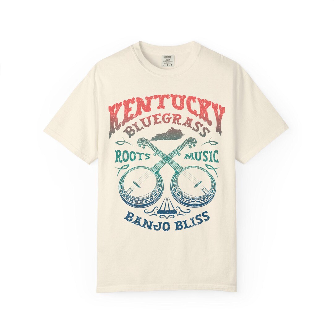 Kentucky Bluegrass Roots Music Comfort Colors Relaxed Fit Tee, Banjos ...