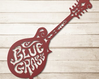 Bluegrass Music Steel Premium Wall Decor, Mandolin