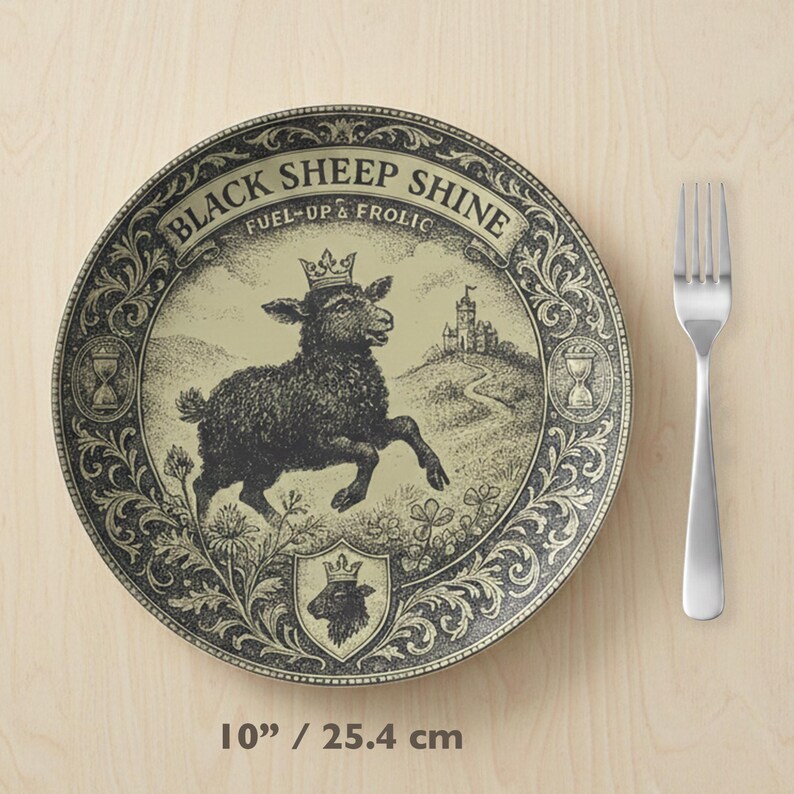 Black Sheep Shine Polymer Plate, Individuality Gift, Be Yourself Kitchen Decor, Whimsical Sheep Dinnerware image 5