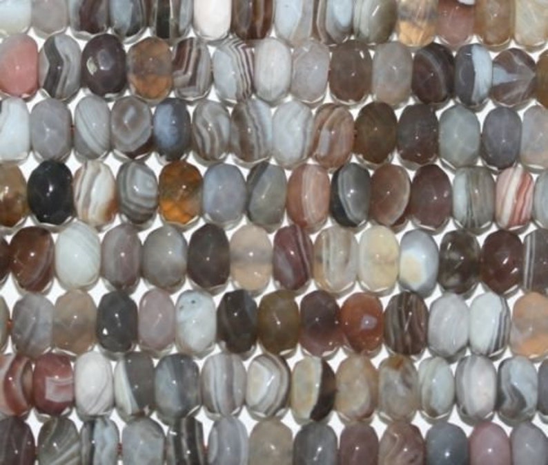 15 Natural Untreated Botswana Agate Faceted Rondelle 6mm