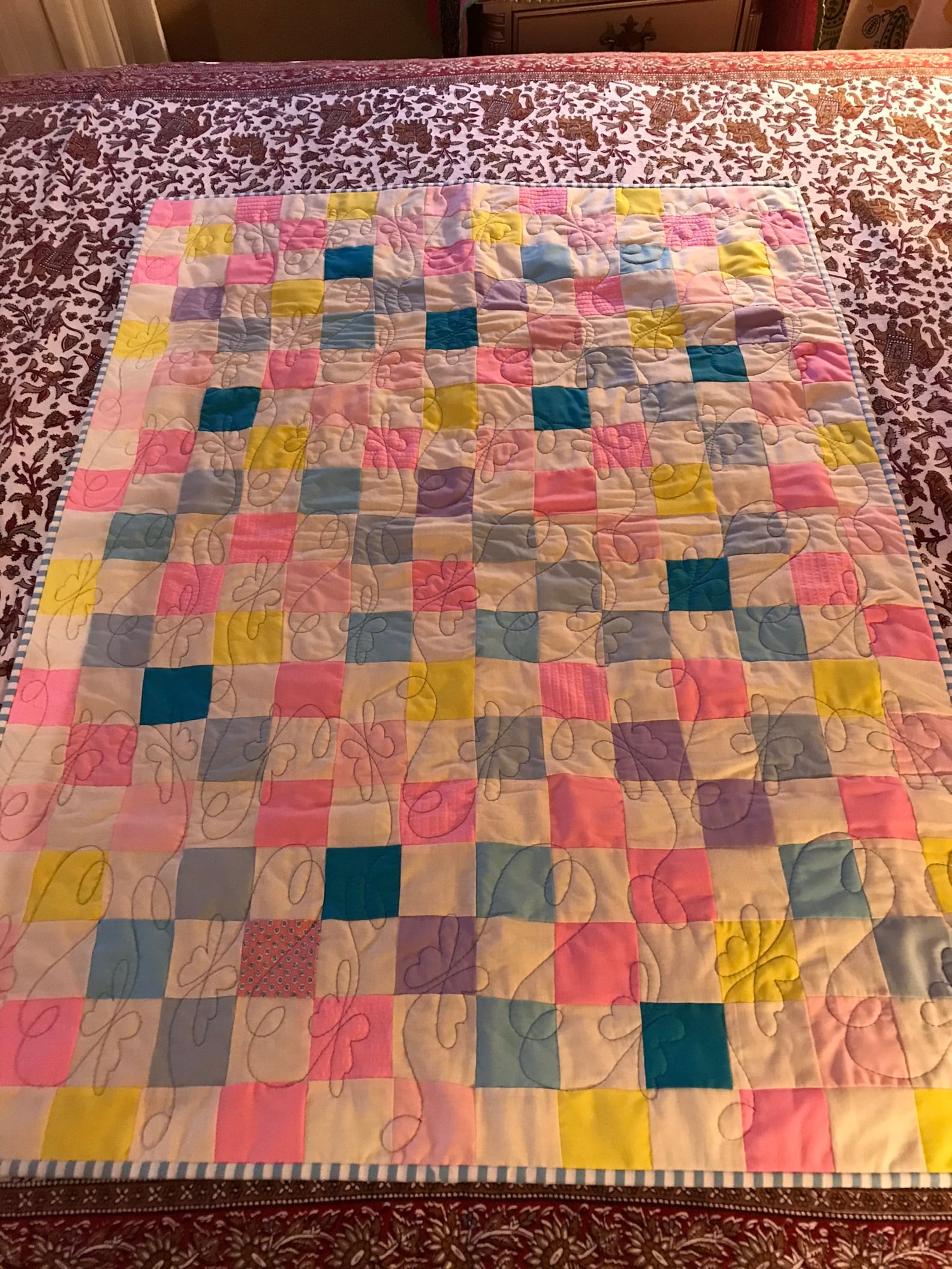 Patchwork Finished Baby Quilt in Pastel Squares. Machine Etsy