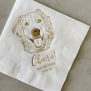 Custom Dog Portrait Cocktail Napkins – Personalized Wedding Napkins – Unique Pet Illustration – Fun & Custom Wedding Decor – Dog Lover Gift