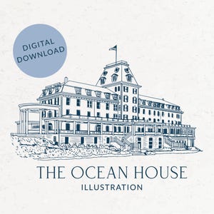 Ocean House, Westerly, RI – Ilustración de lugar para bodas (Descarga digital)