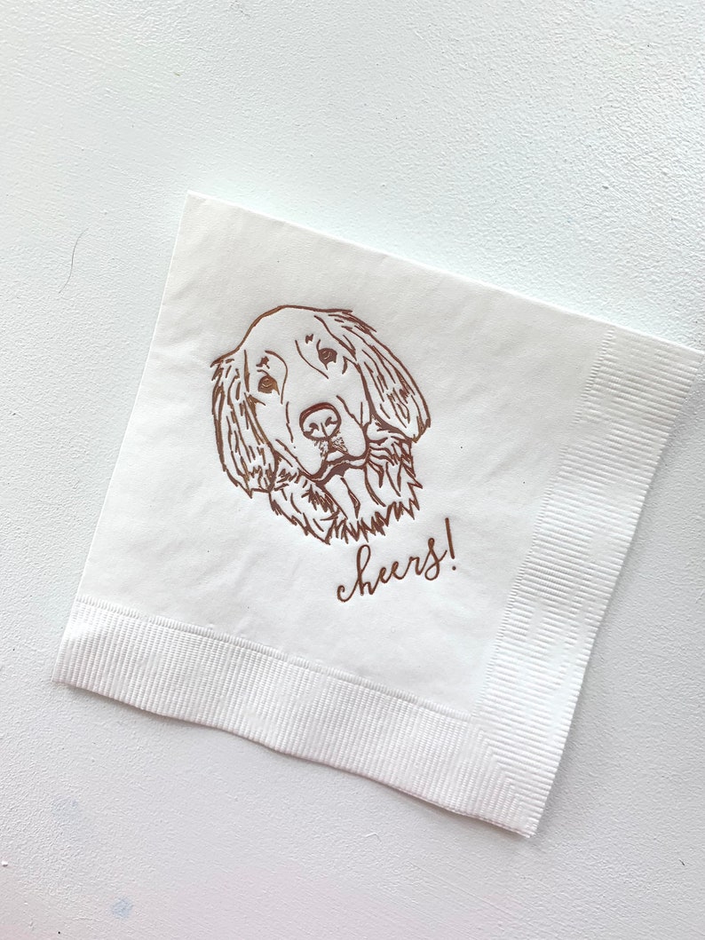 Dog Cocktail Napkins Dog Wedding Napkins Custom Pet Cocktail Etsy