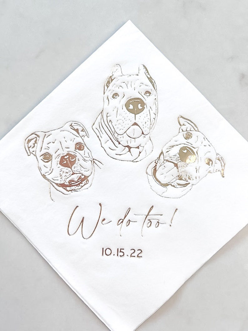 3 DOGS Three Dogs Cocktail Napkins Dog Wedding Napkins Etsy