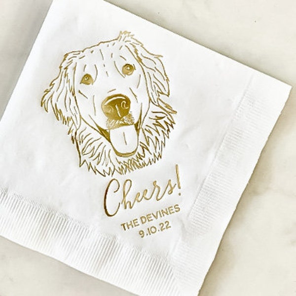 Custom Pet Cocktail Napkins | Dog Cocktail Napkins | Pet Illustration | dog cocktail napkin wedding | Pet Napkins | dog napkins wedding