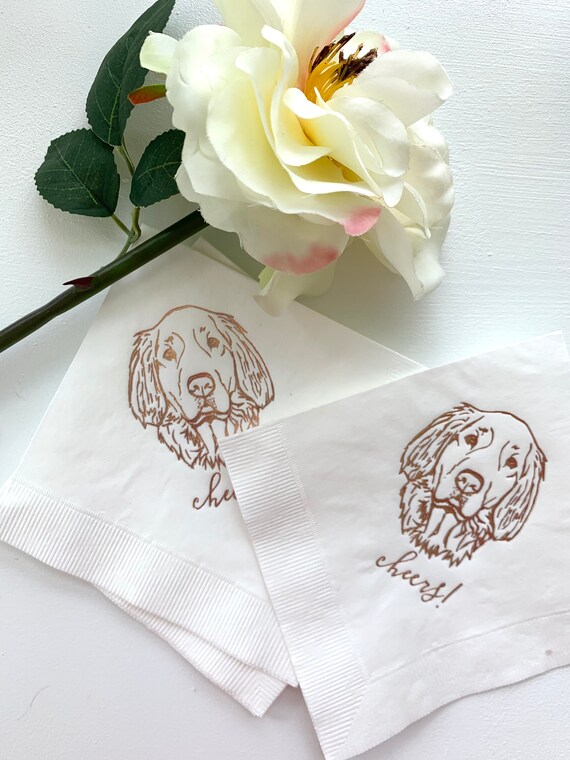 Dog Cocktail Napkins Dog Wedding Napkins Custom Pet Cocktail Etsy