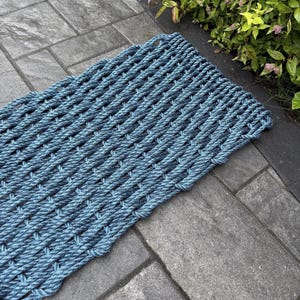 Lobster Rope Doormat – Handmade Coastal Entry Mat – Nautical Rope Rug – Outdoor Porch Mat – Navy Blue Doormat - Nautical Welcome Rug