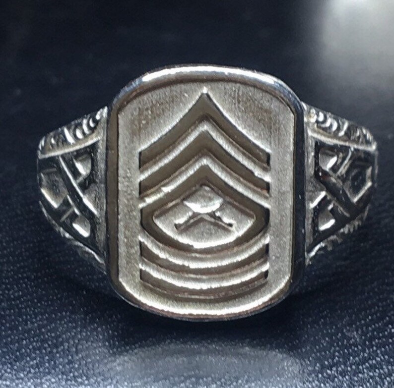Marine Corp USMC Master SGT Ring SZ 10 Sterling Silver Etsy