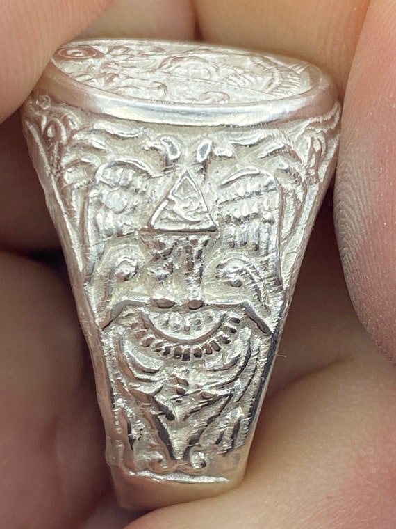Masonic Ring SZ 11 925 Sterling Silver - image 2