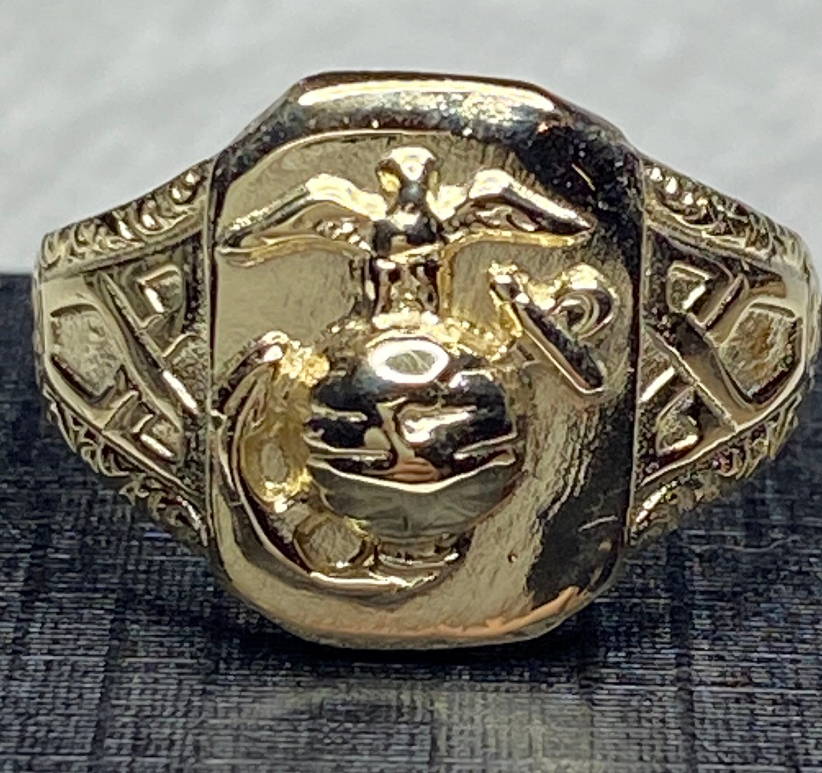 Marine Corp usa 14k REAL yellow gold USMC Military Etsy