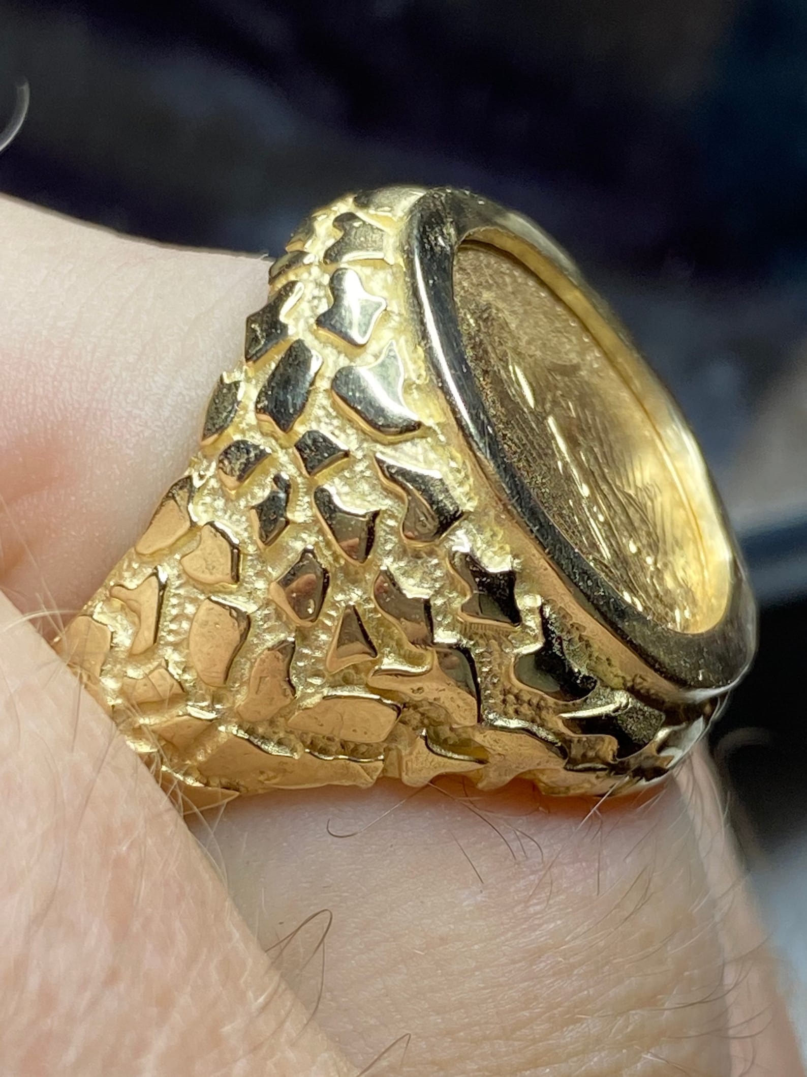 Coin Nugget Mens Ring Gold Liberty 1/10 Oz 14 Karat Gold Ring Etsy