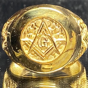 Freemason Masonic Gold Plated Ring SZ 10-13 925 Legitimate Sterling Silver