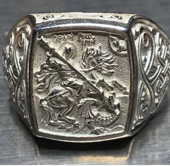St George 925 Legitimate Sterling Silver Ring SZ … - image 1