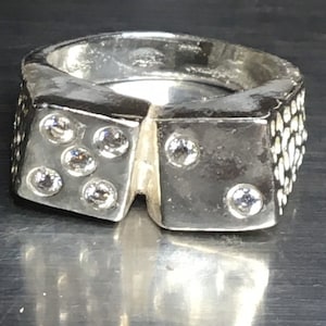 Lucky 7 Dice Ring Size 7.5 Sterling Silver