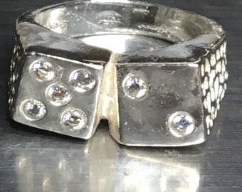 Lucky 7 Dice Ring Size 7.5 Sterling Silver