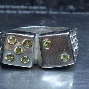 Lucky 7 Dice-ringmaat 7,5 sterlingzilver citrien