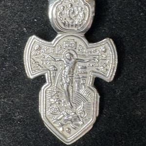 925 Sterling Silver Orthodox Crucifix - Handcrafted Religious Cross Pendant 18 Grams