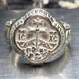 Orthadox Russian Chritian Signet Ring Sz 9 925 Silver